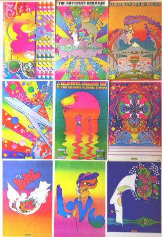 Vintage Peter Max Posters,  11x16,  Psychedelic Pop Art,  48 Years Old,  46 Options