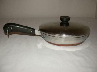 Vintage Double Circle 1801 Revere Ware 8 " Skillet Fry Pan Copper Bottom W/ Lid