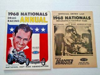 Vintage Nhra 1968 Official 14th U.  S Nationals Drag Race Program & Entry List