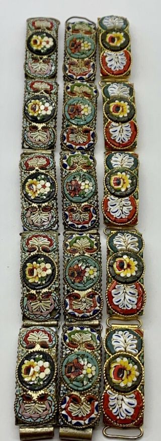 3 Vintage Micro Mosaic Italian Bracelets