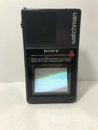 Vintage Sony Watchman Fd - 42a B&w Portable Tv Uhf/vhf 1987 - Very