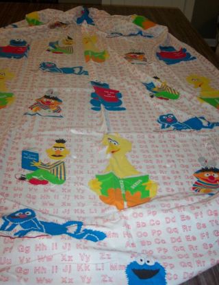 Vintage Sesame Street Alphabet Letters Abcs Twin Size Fitted Bed Sheet Fabric