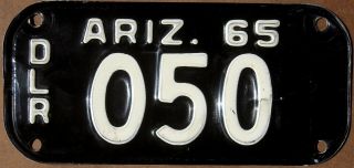 1965 Arizona Motorcycle Dealer License Plate