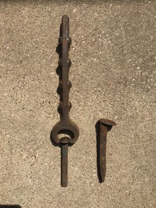 Vintage Railroad Spike Puller/road Master And Spikes