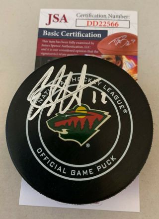 Eric Staal Signed Minnesota Wild Official Game Puck Autographed Jsa