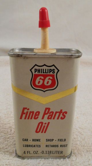 Vintage Phillips 66 Fine Parts Oil Metal Tin 4oz Can Plastic Spout