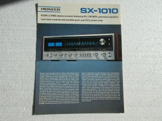 Vintage Pioneer Sx - 1010 Stereo Receiver Sales Brochure