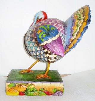 Vintage Large Jim Shore Turkey Figurine Colorful Design Heartwood Creek Nr