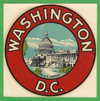Vintage 1946 Goldfarb " Washington D.  C.  " The U.  S.  Capitol Decal Art