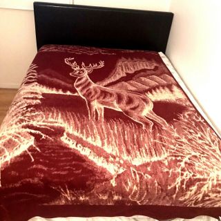 Altamira Cobertores Reversible Large Deer Buck Plush Throw Blanket 95x64 Vintage