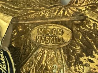 Vintage Signed Miriam Haskell Gold Tone Leaf Brooch 01 - 88 2