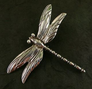 Vintage Large Art Nouveau Sterling Silver Dragonfly Convertible Pin Brooch