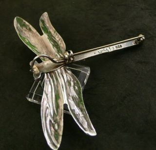 VINTAGE Large ART NOUVEAU STERLING SILVER DRAGONFLY CONVERTIBLE PIN BROOCH 2