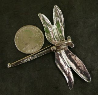 VINTAGE Large ART NOUVEAU STERLING SILVER DRAGONFLY CONVERTIBLE PIN BROOCH 3