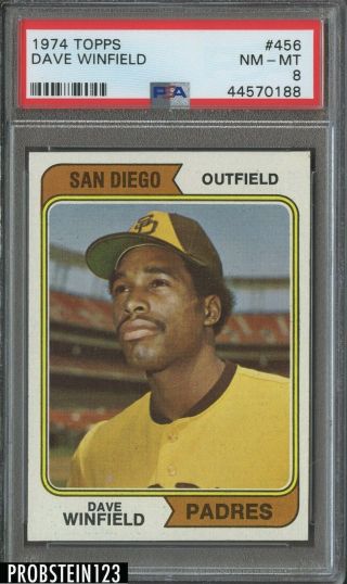 1974 Topps 456 Dave Winfield Padres Hof Rc Rookie Psa 8 Nm - Mt