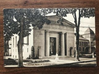 Vintage Postcard Savings Bank Of Rockville Ct Conn