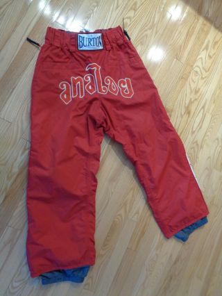 Rare Vintage Burton Analog Red Snowboard Pants W Stars In The Side Zipper Vents