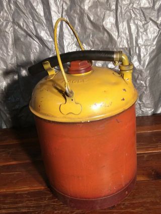 Vintage Eagle Galvanized 5 Gallon Gas Can Swing Spout Heavy Steel Industrial Htf