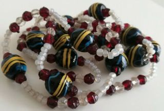Rare Old Vintage Trail Deorated Art Glass Fancy Trade Beads