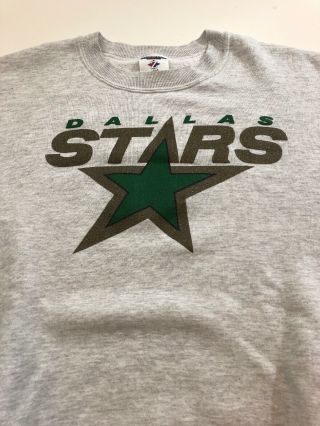 Vintage Jerzees Dallas Stars Pullover Sweatshirt Xl Gray Old Logo Nhl Usa Made