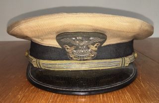 Vintage United States Navy Military Hat Cap Visor Officer Art Caps