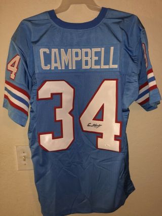 Earl Campbell Signed Autographed Custom Jersey Houston Oilers Jsa Cert Nfl Hof