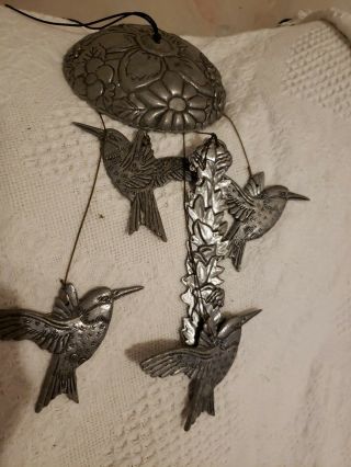 Vintage Metal Wind Chimes Hummingbirds.  1992