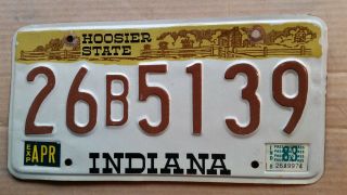 License Plate,  Indiana,  1982,  Hoosier State,  Log Cabin,  Fence,  26 B 5139