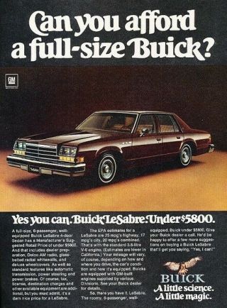 1979 Buick Full - Size Lesabre Advertisement Print Art Car Ad J881