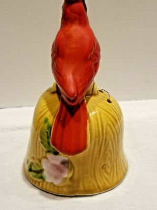 Vintage Ceramic Red Cardinal Bell Mississippi made by Dixie in Japan. 3