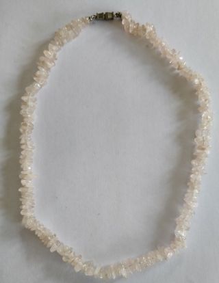 Vintage Rose Quartz Chip Bead Necklace