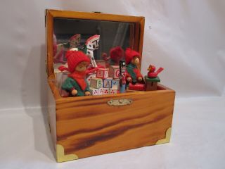 Vintage Christmas Toy Chest Wooden Music Box " I 