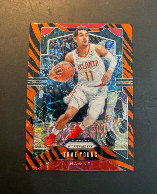 2019 - 20 Panini Prizm 31 Trae Young Base Choice Tiger Stripe Refractor Sp