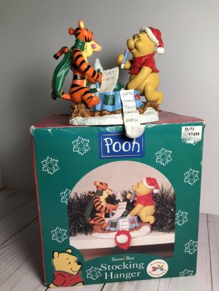 Disney Santa’s Best Winnie The Pooh/tigger Christmas Stocking Hanger 1999 Vtg