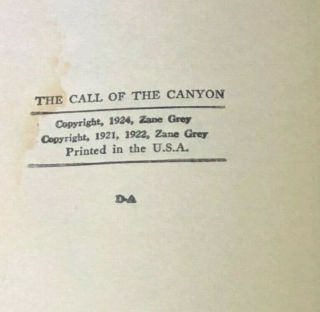 The Call of the Canyon Zane Grey Book 1924 Vintage 2