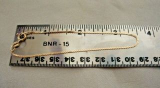 Vintage 7 - 1/2” Serpentine Chain Bracelet Solid 14k Italy Gold 1mm 1.  20 Gram