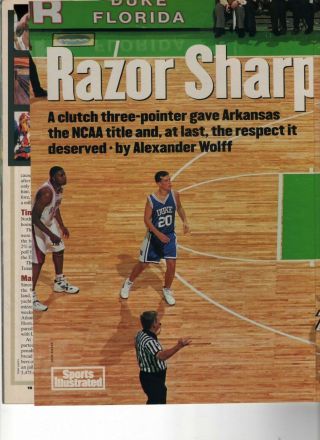 Sports Illustrated 4/11/94 issue Arkansas wins National Basketball Championship. 2