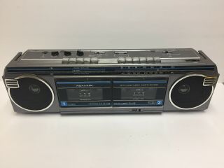 Vintage Boombox Realistic Scr - 32 Dual Cassette Am/fm Stereo Radio Gray Turquoise