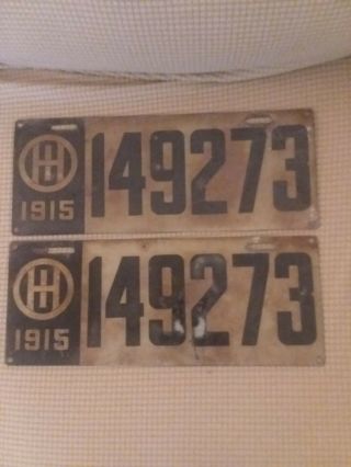 Rare Matched Set Of 1915 Ohio License Plates
