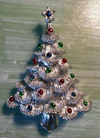 Vintage Christmas Tree Brooch Pin Signed Gerry 