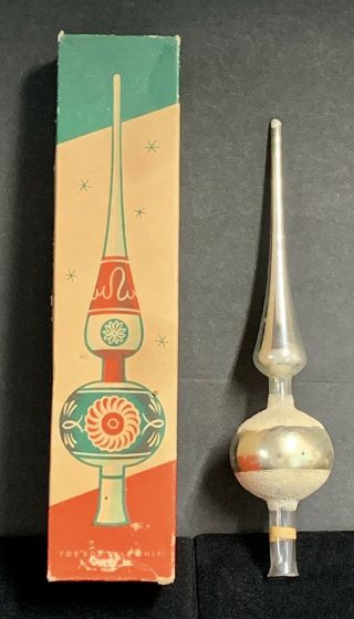 Vintage Shiny Brite Christmas Tree Topper With Box 1950’s West Germany