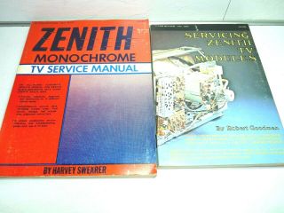 Pair Vintage Zenith Tv Service Manuals Modules And Monochrome Tab Books 1970s