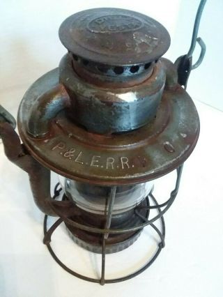 Old P.  & L.  E.  R.  R.  Pittsburgh & Lake Erie Railroad Lantern Marked Globe