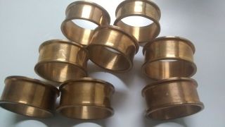 Set Of 8 Vintage Brass Metal Napkin Rings Holders