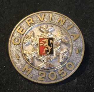 Cervinia Vintage Skiing Ski Pin Badge Italy Resort Souvenir Travel Lapel