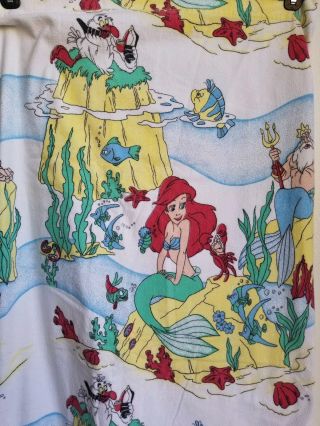 Vintage Disney The Little Mermaid Flannel Twin Flat & Fitted Sheet Ariel Fabric