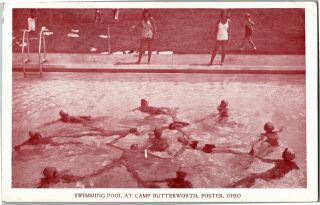 Swimming Pool Girl Scout Camp Butterworth Foster Oh C1942 Vintage Postcard S21
