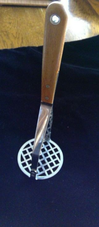 Vintage Imperial Stainless Potato Masher Wooden Handle 10.  75 " Usa