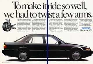 1989 Honda Accord 2 - Page Advertisement Print Art Car Ad K71