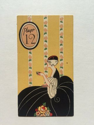 Vintage 1920s Bridge Game Tally Or Bookmark - Woman In Big Dress